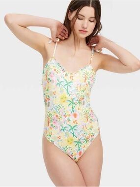 Roller Rabbit Tropical Floral One-Piece Swimsuit - Yellow, Green & Pink
